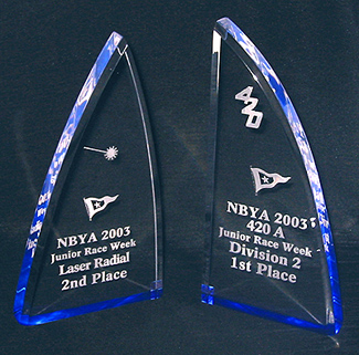 Acrylic Laser and 420 Sailing Trophies